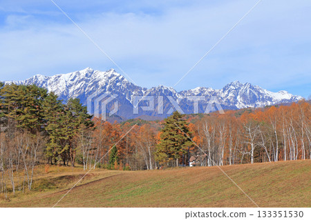 The Northern Alps seen from Nakayama Plateau in late autumn The Northern Alps seen from Nakayama Plateau in late autumn 133351530