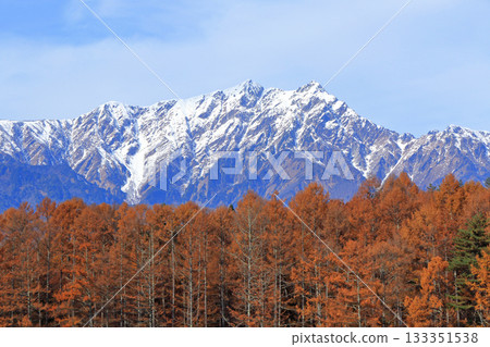The Northern Alps seen from Nakayama Plateau in late autumn 133351538