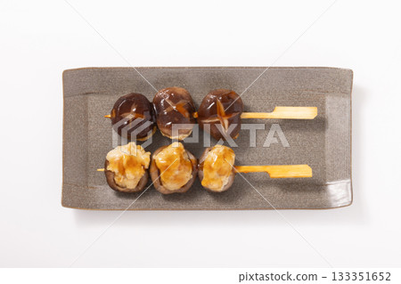 Shiitake mushroom meatballs and grilled skewers Shiitake mushroom meatballs and grilled skewers 133351652