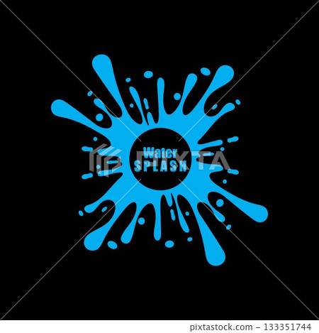water splash blue color circle template on black  background vector 133351744