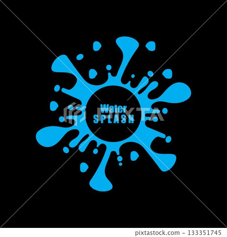 water splash blue color circle template on black  background vector 133351745