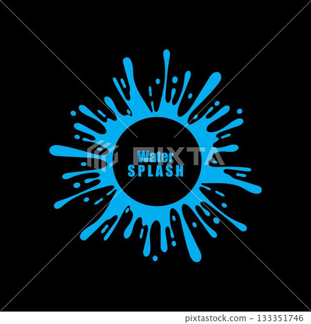 water splash blue color circle template on black  background vector 133351746