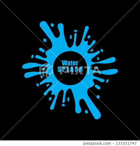 water splash blue color circle template on black  background vector 133351747