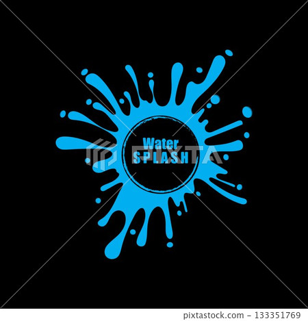 water splash blue color circle template on black  background vector 133351769