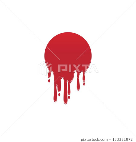 Dripping paint icon logo. Current liquid. Paint flows. Melted circle logo. Current paint  stains. Current inks. 133351972