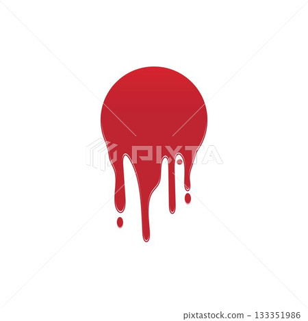 Dripping paint icon logo. Current liquid. Paint flows. Melted circle logo. Current paint  stains. Current inks. 133351986