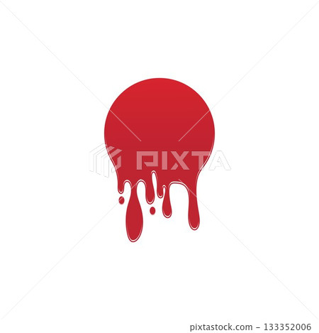 Dripping paint icon logo. Current liquid. Paint flows. Melted circle logo. Current paint  stains. Current inks. 133352006