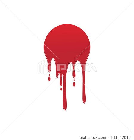Dripping paint icon logo. Current liquid. Paint flows. Melted circle logo. Current paint  stains. Current inks. 133352013