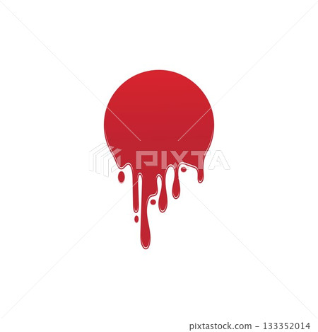 Dripping paint icon logo. Current liquid. Paint flows. Melted circle logo. Current paint  stains. Current inks. 133352014