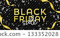 Black Friday Sale - Gorgeous background banner with gold lettering and silver confetti 133352028