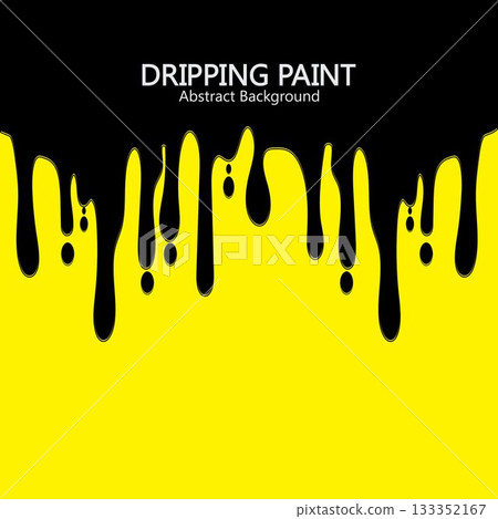 Black ink dripping paint spill leaking on yellow background. Vector illustration. Black ink dripping paint spill leaking on yellow background. Vector illustration. 133352167