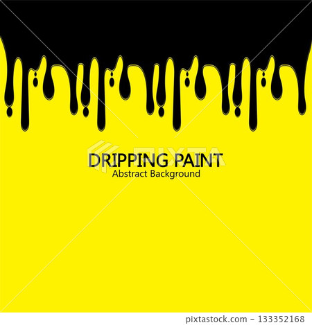 Black ink dripping paint spill leaking on yellow background. Vector illustration. Black ink dripping paint spill leaking on yellow background. Vector illustration. 133352168
