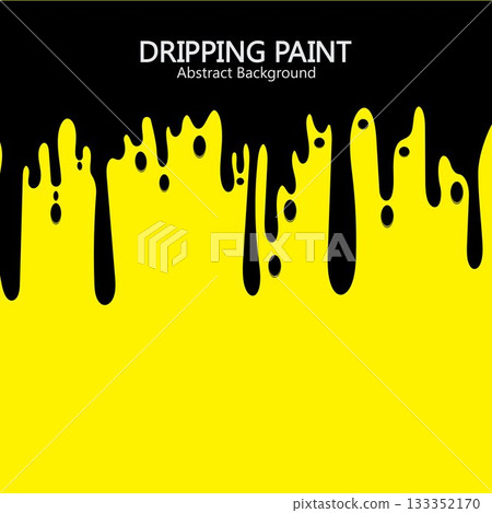 Black ink dripping  paint spill leaking on yellow background. Vector illustration. 133352170