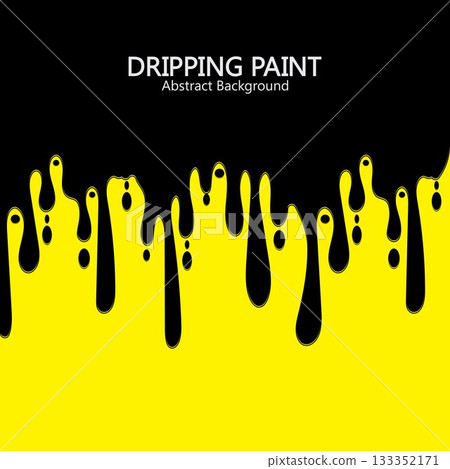 Black ink dripping paint spill leaking on yellow background. Vector illustration. Black ink dripping paint spill leaking on yellow background. Vector illustration. 133352171