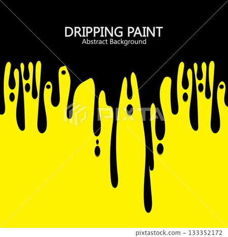 Black ink dripping paint spill leaking on yellow background. Vector illustration. Black ink dripping paint spill leaking on yellow background. Vector illustration. 133352172
