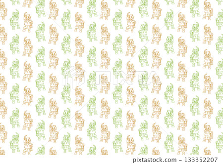 Stock Illustration: Seamless pattern material of Namahage-style characters 133352207