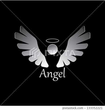 Angel icon illustration isolated on black background. Angel vector logo. Flat design style. Modern vector pictogram sign symbol for web graphics - stock vector Angel icon illustration isolated on black background. Angel vector logo. Flat design style. Modern vector pictogram sign symbol for web graphics - stock vector 133352221