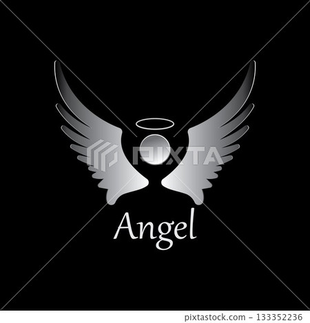 Angel icon illustration isolated on black background. Angel vector logo. Flat design style. Modern vector pictogram sign symbol for web graphics - stock vector Angel icon illustration isolated on black background. Angel vector logo. Flat design style. Modern vector pictogram sign symbol for web graphics - stock vector 133352236