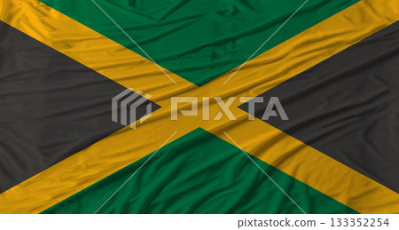 Jamaican flag waving. Flag of Jamaica with cloth texture 133352254