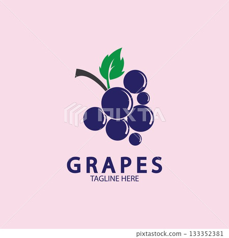 Grapes Vector Logo Icon isolated. Organic Wine branding template. Nature Grapes Logotype 133352381