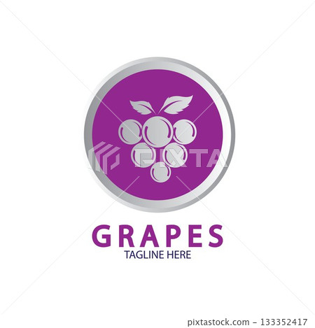 Grapes Vector Logo Icon isolated. Organic Wine branding template. Nature Grapes Logotype 133352417