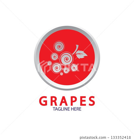 Grapes Vector Logo Icon isolated. Organic Wine branding template. Nature Grapes Logotype 133352418