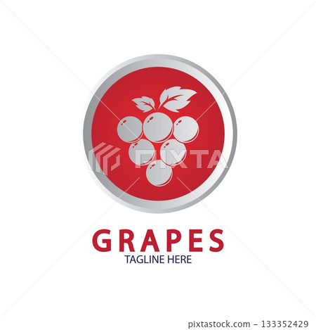 Grapes Vector Logo Icon isolated. Organic Wine branding template. Nature Grapes Logotype 133352429