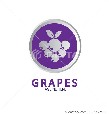 Grapes Vector Logo Icon isolated. Organic Wine branding template. Nature Grapes Logotype 133352433