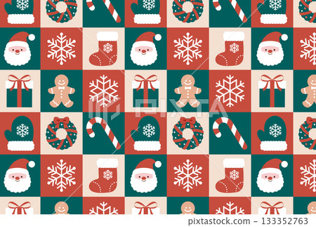 A seamless pattern with lots of Christmas icons 133352763