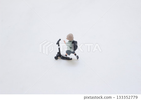 Miniature Scooter Rider Toy Figure With Backpack Miniature Scooter Rider Toy Figure With Backpack 133352779