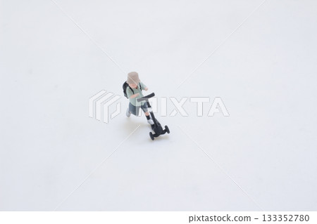 Miniature Scooter Rider Toy Figure With Backpack Miniature Scooter Rider Toy Figure With Backpack 133352780