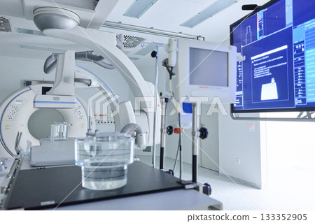 High-tech medical imaging room equipped for diagnostic procedures and patient monitoring High-tech medical imaging room equipped for diagnostic procedures and patient monitoring 133352905