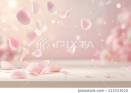 在柔和的光線下，飄動的花瓣構成了一幅優雅的背景。 133353010