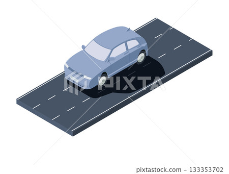 The car is driving on the road stock illustration 133353702