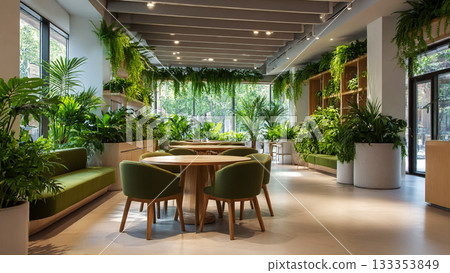 Lush Natural Organic Environment Filled with Vibrant Green Botanical Elements and Fresh Healthy Foliage for Eco-Friendly Lifestyle 133353849