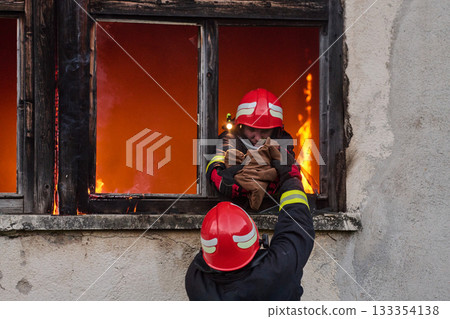Firefighters battling flames in burning building, risking lives, firemen extinguishing blaze, emergency response, danger, rescue operation, dramatic scene, firefighters in action Firefighters battling flames in burning building, risking lives, firemen extinguishing blaze, emergency response, danger, rescue operation, dramatic scene, firefighters in action 133354138