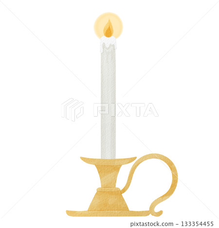 Watercolor illustration of an antique candle stand 133354455