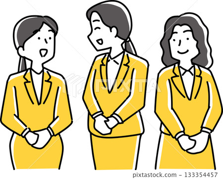 Three friendly female office workers 133354457