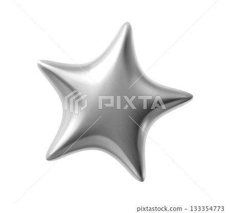 Silver 3d five point star realistic form. Customer rating silver icon, client experience ranking shiny metal five point star 3d render isolated vector symbol. Glossy gradient star form balloon Silver 3d five point star realistic form. Customer rating silver icon, client experience ranking shiny metal five point star 3d render isolated vector symbol. Glossy gradient star form balloon 133354773