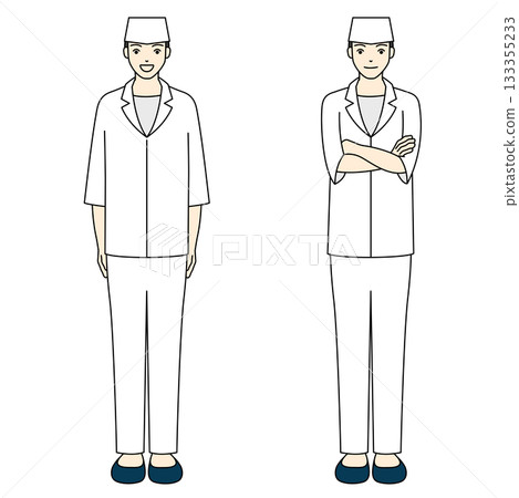 Chef and kitchen staff standing with arms crossed in casual style Chef and kitchen staff standing with arms crossed in casual style 133355233