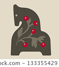 Stylized figure of a horse painted. Folk art 133355429