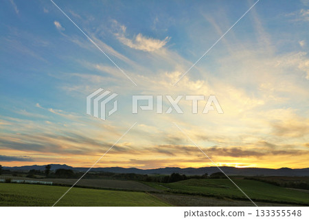 Hokkaido autumn dusk Biei hill Hokkaido autumn dusk Biei hill 133355548