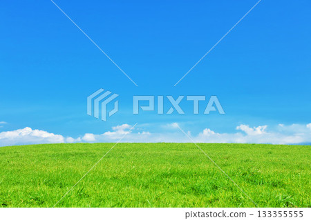 Hokkaido summer blue sky and fresh green meadow scenery Hokkaido summer blue sky and fresh green meadow scenery 133355555