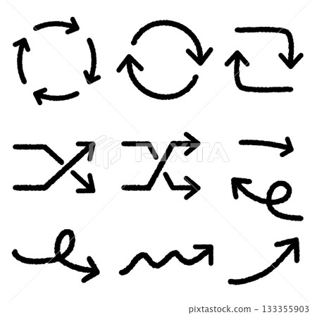 Handwritten arrow set drawn with thick magic marker 133355903