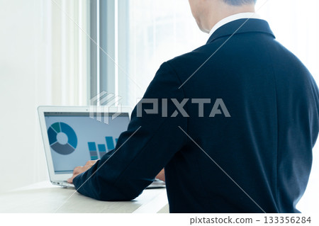 便攜式計算機上工作的生意人 133356284