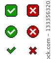 8-bit pixel art set of check and x icon 133356320