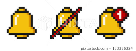 8-bit pixel art set of alarm icons 133356324