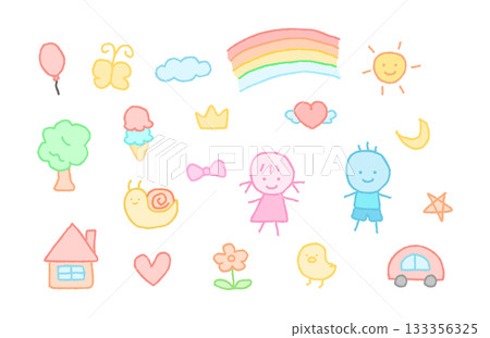 cute doodle illustration set 133356325