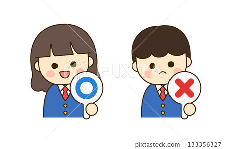boy and girl student holding ox sign 133356327