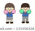illustration of boy and girl students cheer 133356328